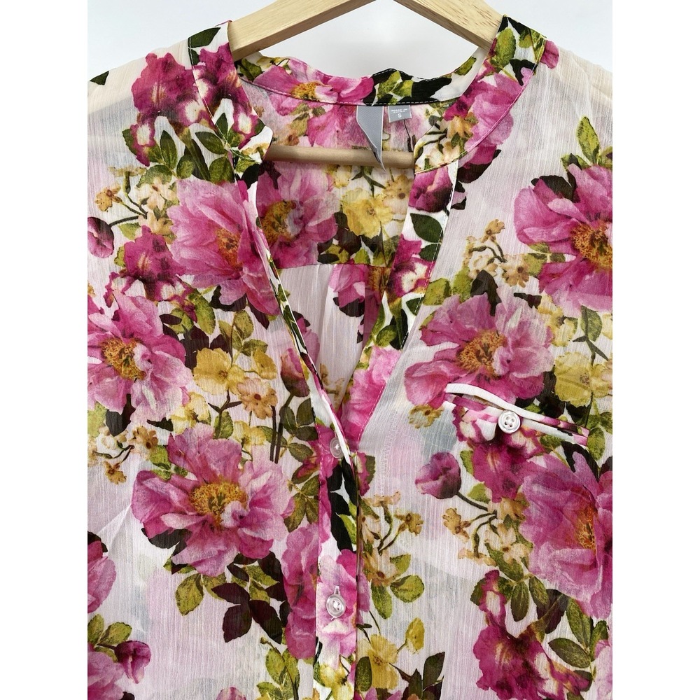 KUT From The Kloth Chiffon Button-Up Shirt Floral Dusty Pink Small NWT - Picture 2 of 14